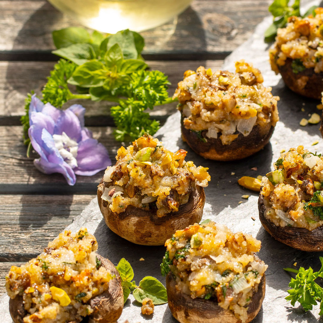 Champiñones Rellenos De Pistacho