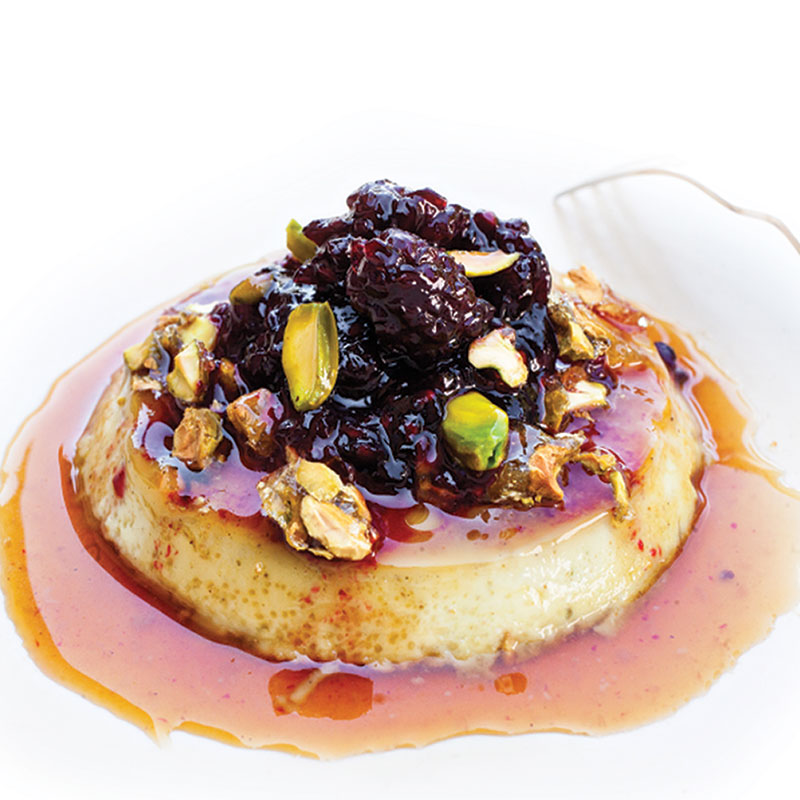 Holiday Recipes - Pistachio Flan with Candied Pistachios